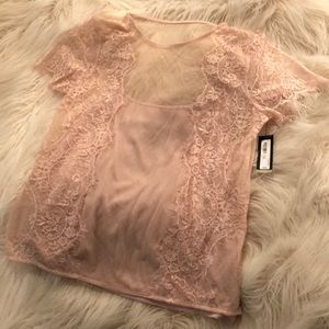 Light peach sheer lace top